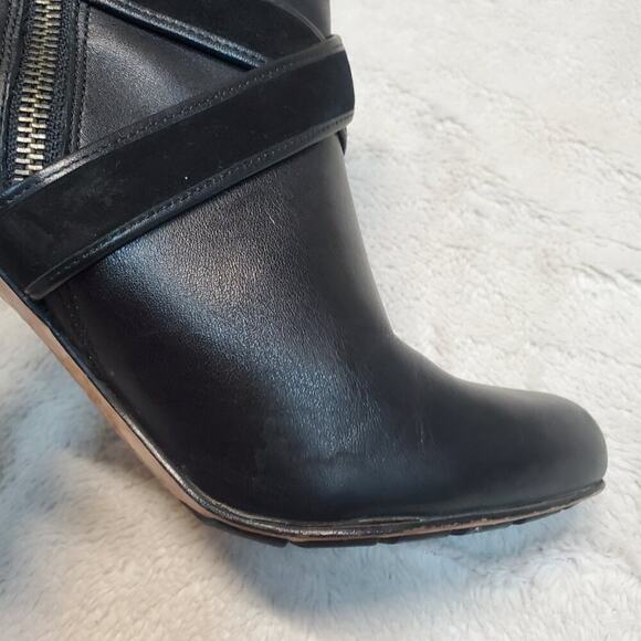 Cole Haan Nike Air Black Leather Strappy Dressy Office Stiletto HIgh Heel Boot 7 - Picture 10 of 13